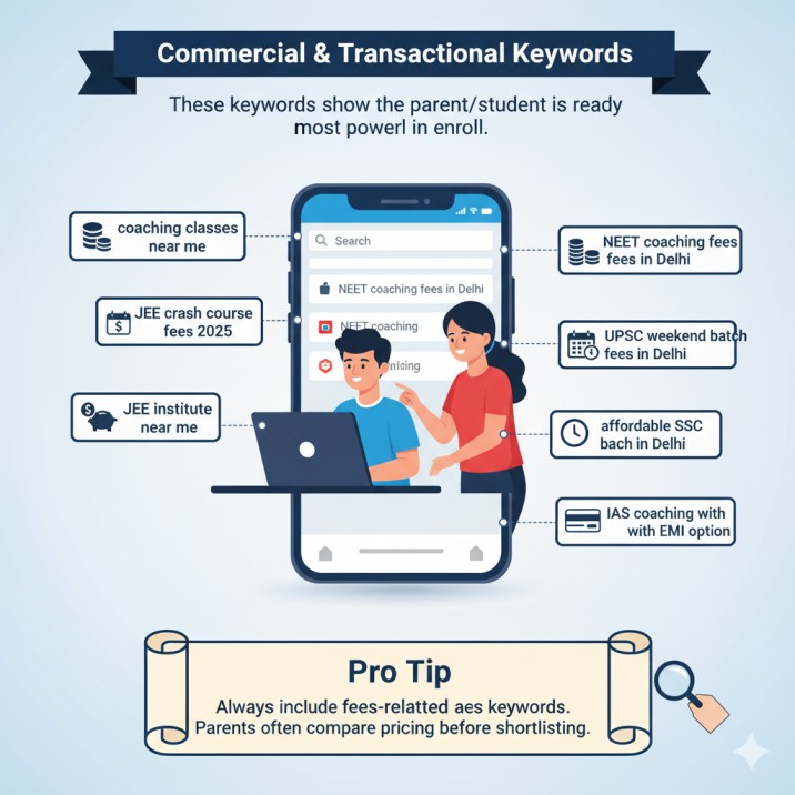 Commercial Transactional Keywords for coaching Institutes