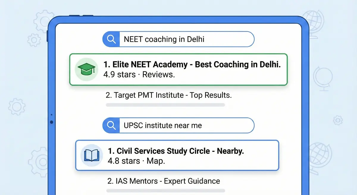 On page SEO improves direct visibility on Google of a coaching institute
