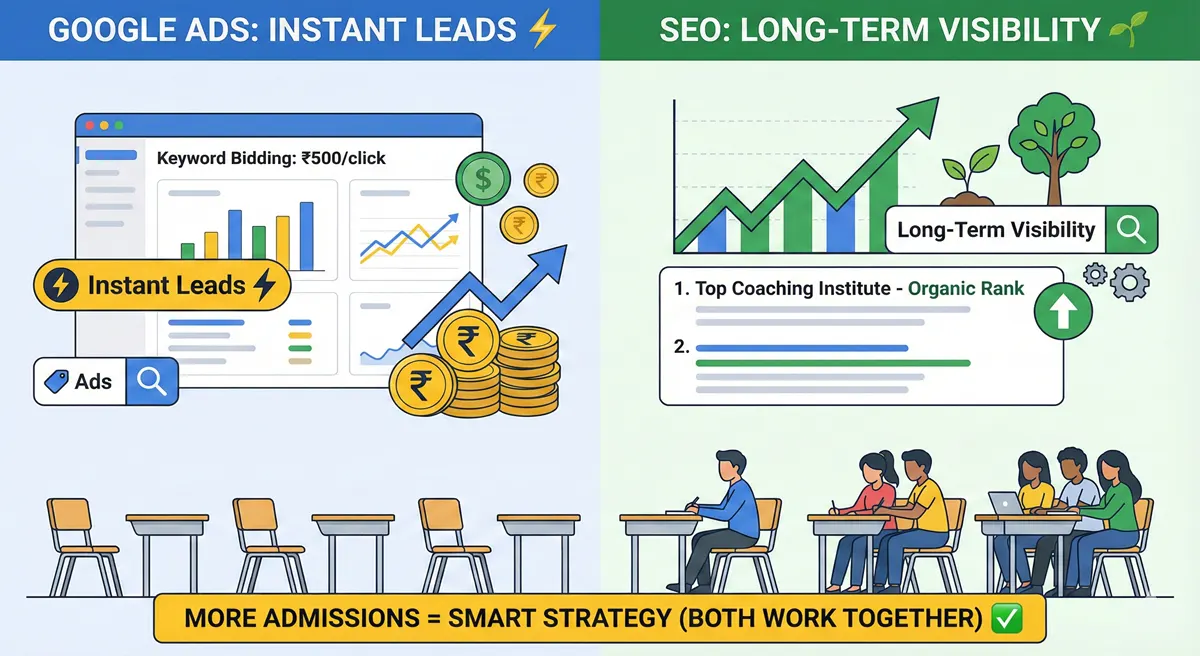 Google Ads vs SEO What Works Better for Coaching Institutes