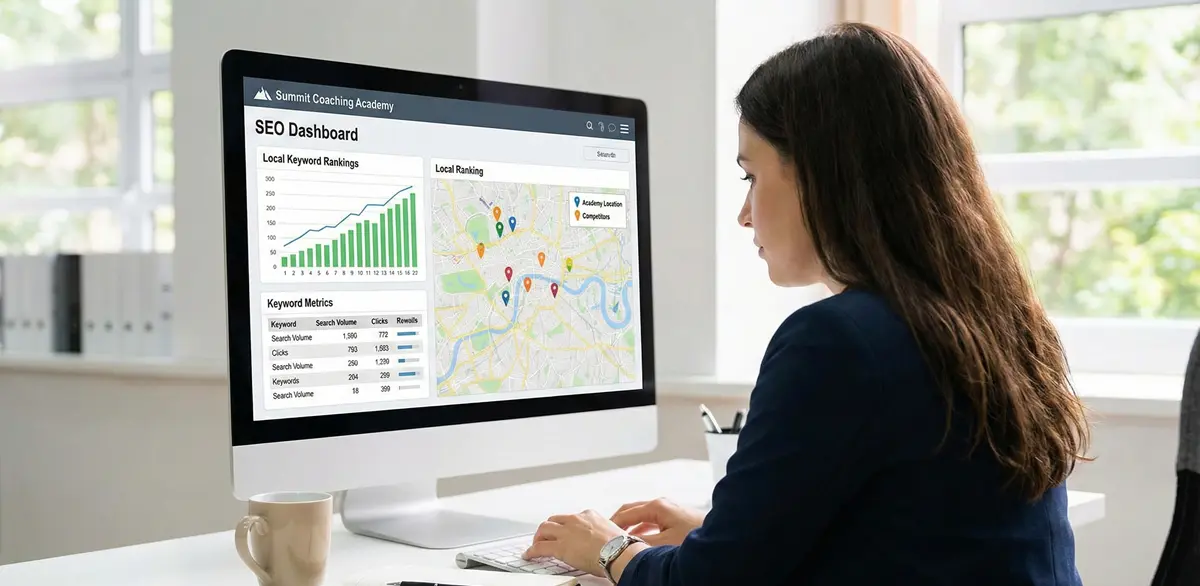 analyzing local SEO performance for a coaching