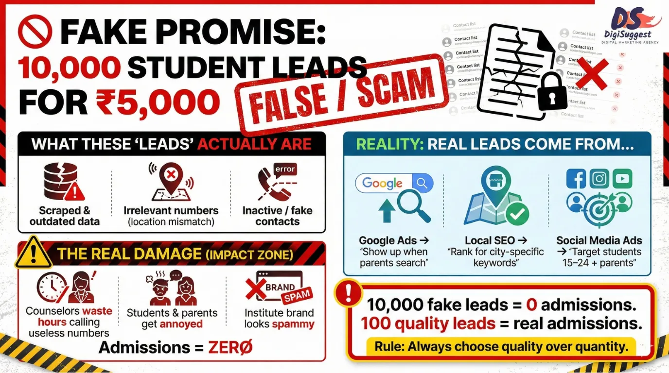 Fake Promise 1 from coaching institutes - Get 10,000 Student Leads for Just Rs.5,000