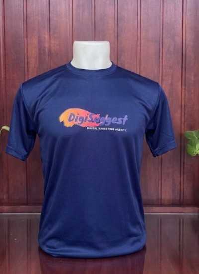 custom printed round neck t-shirts navy blue color