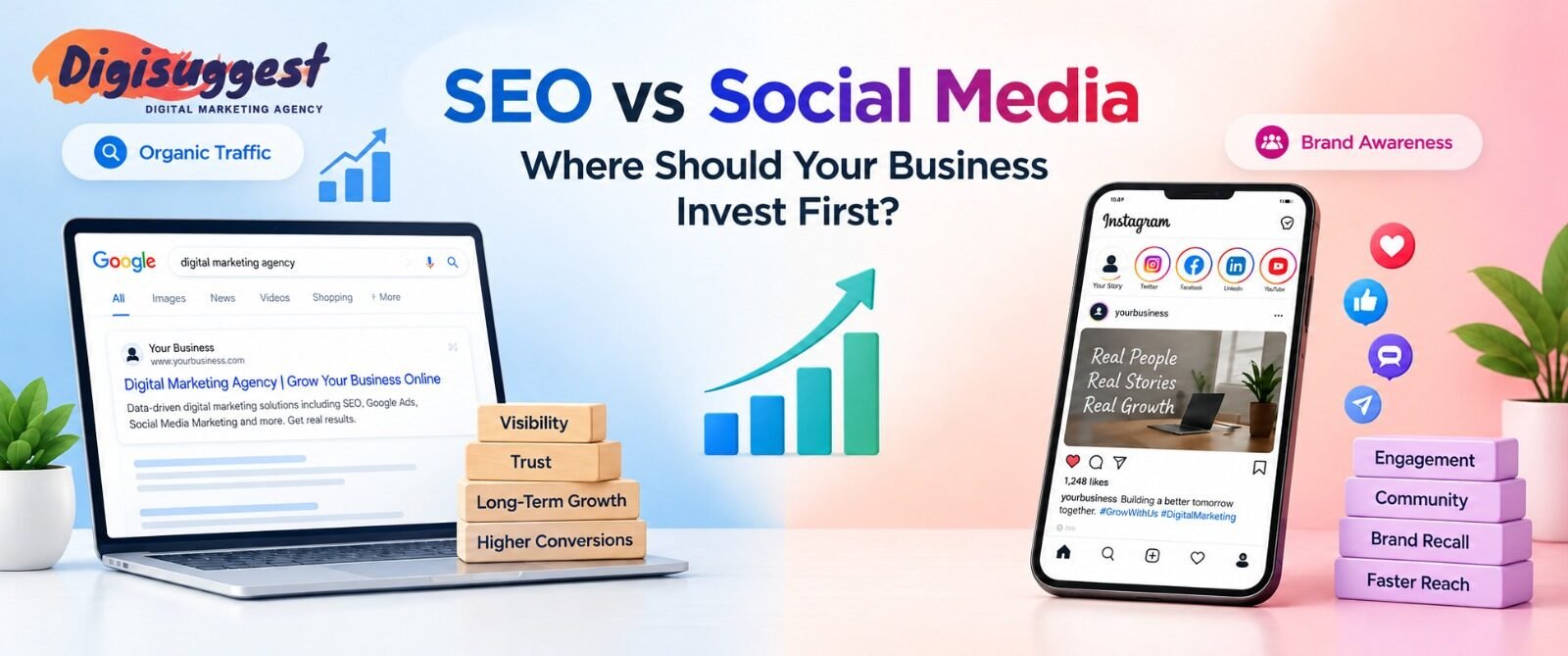 SEO vs social media marketing strategy for growing businesses